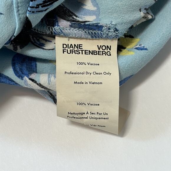 DVF Diane Von Furstenberg Vintage Floral Shirt Dress Blue Floral Size 6 - Picture 16 of 16